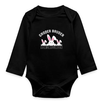 Bruder Geschenk Großer Spruch Kleiner Cool 2021 - Baby Bio-Langarm-Body - Schwarz - Vorne