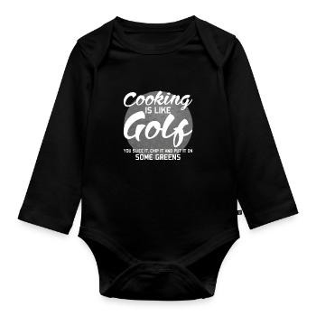 La cuisine est comme le golf - Le chef golfeur cuisine le golf - Body Bébé bio manches longues - noir - Devant