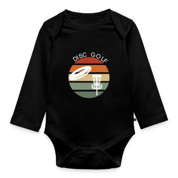 Cadeau de golf de disque - Body Bébé bio manches longues - noir - Devant