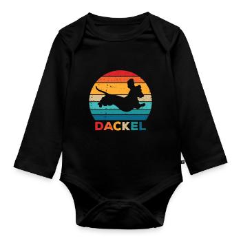 Teckel vintage rétro chien teckel chien propriétaire de chien - Body Bébé bio manches longues - noir - Devant