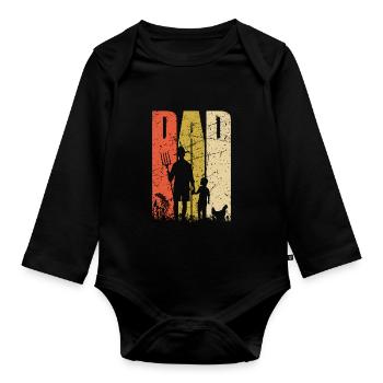 Farmer Gifts for Men : Dad and Son - Organic Longsleeve Baby Bodysuit - black - Front
