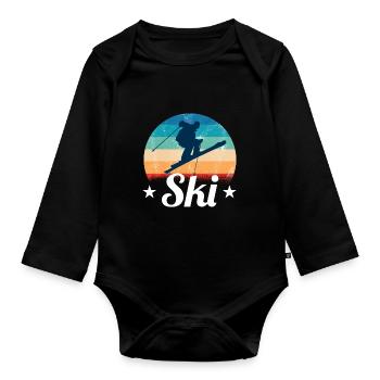 ski - Body Bébé bio manches longues - noir - Devant