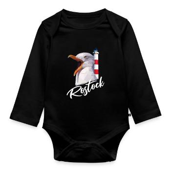 Rostock Hansestadt Rostocker Rostockerin Geschenk - Baby Bio-Langarm-Body - Schwarz - Vorne