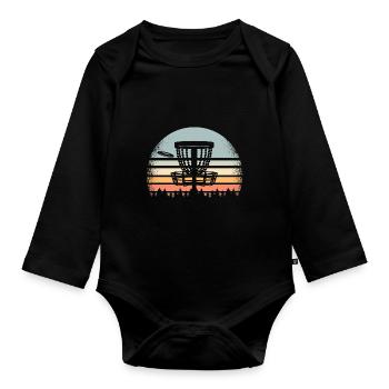Disc Golf Retro - Baby Bio-Langarm-Body - Schwarz - Vorne