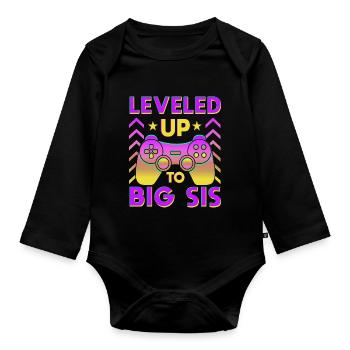 Ich werde grosse Schwester - Baby Bio-Langarm-Body - Schwarz - Vorne
