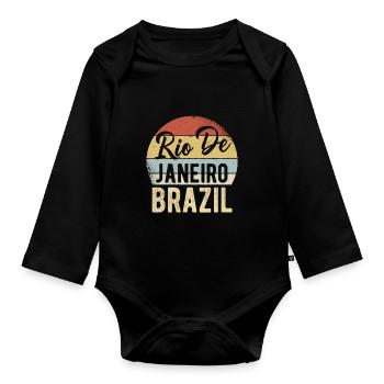 Rio Brazil - Organic Longsleeve Baby Bodysuit - black - Front