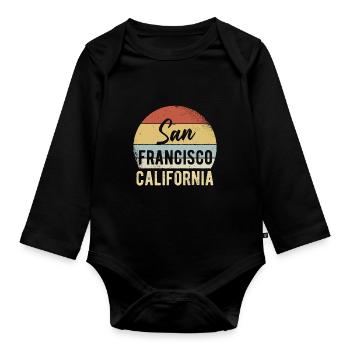 San Francisco California - Organic Longsleeve Baby Bodysuit - black - Front
