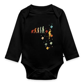 Klettern Bouldern vintage Bergsteigen Evolution - Baby Bio-Langarm-Body - Schwarz - Vorne