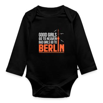 Berlin - Organic Longsleeve Baby Bodysuit - black - Front