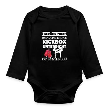 Kickboxen Kickboxer Kampfkunst Geschenk - Baby Bio-Langarm-Body - Schwarz - Vorne