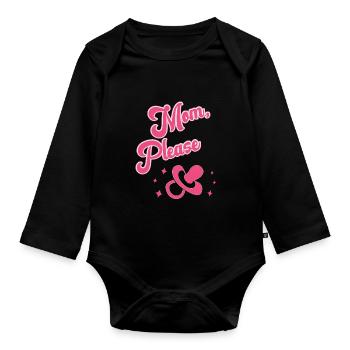 pacifier mom - Organic Longsleeve Baby Bodysuit - black - Front