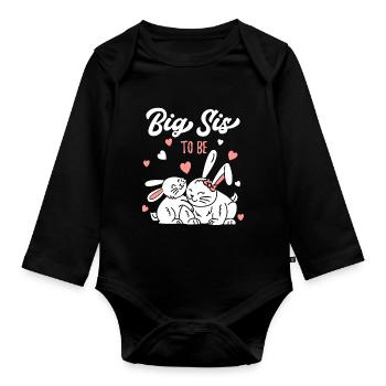 Ich werde grosse Schwester / bald grosse Schwester - Baby Bio-Langarm-Body - Schwarz - Vorne