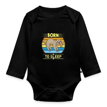 Faultier Lustig - Baby Bio-Langarm-Body - Schwarz - Vorne