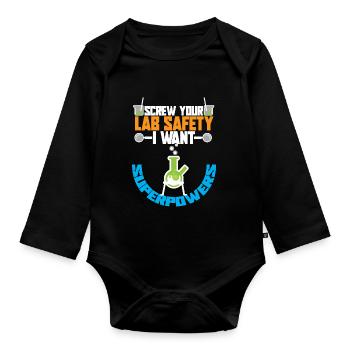 chemist chemistry lab nerd science geek - Organic Longsleeve Baby Bodysuit - black - Front