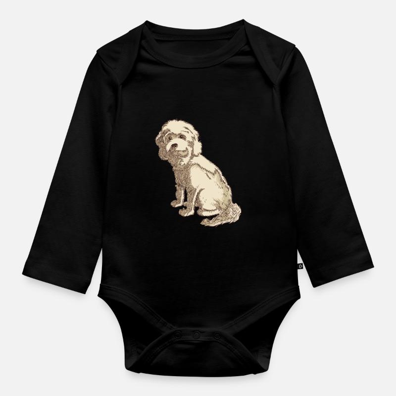 Cockapoo Hundezeichnung eines Cockapoo - Baby Bio-Langarm-Body - Schwarz