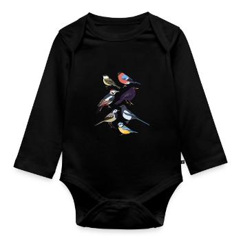 Oiseaux de jardin Oiseaux - Body Bébé bio manches longues - noir - Devant