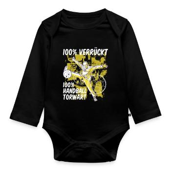 Handball Torwart Sprüche Sport Geschenk - Baby Bio-Langarm-Body - Schwarz - Vorne