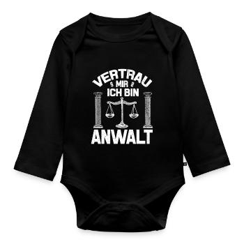 Anwalt - Baby Bio-Langarm-Body - Schwarz - Vorne