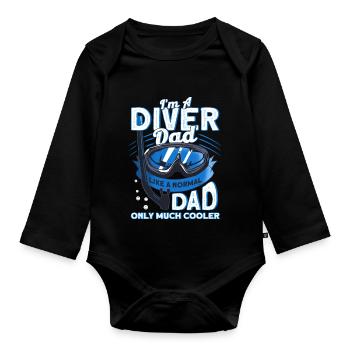 Scuba diving diver diving gift - Organic Longsleeve Baby Bodysuit - black - Front
