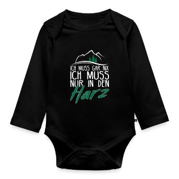 Harz Sachsen-Anhalt Mittelgebirge Geschenkidee - Baby Bio-Langarm-Body - Schwarz - Vorne