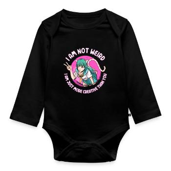 Anime girl gift - Organic Longsleeve Baby Bodysuit - black - Front