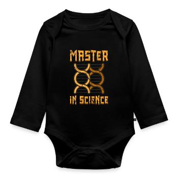 Master in science - Organic Longsleeve Baby Bodysuit - black - Front