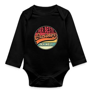 Erzieher Kindergärtner Geschenk - Baby Bio-Langarm-Body - Schwarz - Vorne