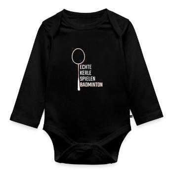 Badminton - Baby Bio-Langarm-Body - Schwarz - Vorne