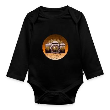 Kamera Retro Fotograf Vintage Fotografie - Baby Bio-Langarm-Body - Schwarz - Vorne