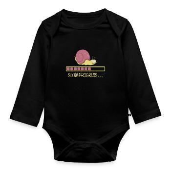 Slow Progress Loading Schnecke Büro Bürohumor - Baby Bio-Langarm-Body - Schwarz - Vorne