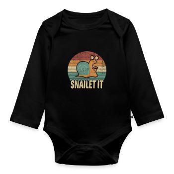 Snailet It Wortspiel Schnecke Schnecken Geschenk - Baby Bio-Langarm-Body - Schwarz - Vorne