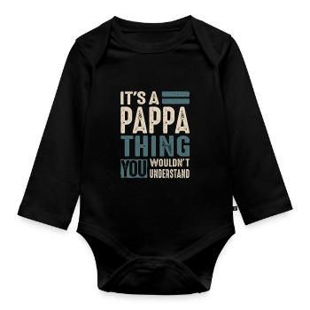 Mens It's a Pappa Thing Gifts - Organic Longsleeve Baby Bodysuit - black - Front
