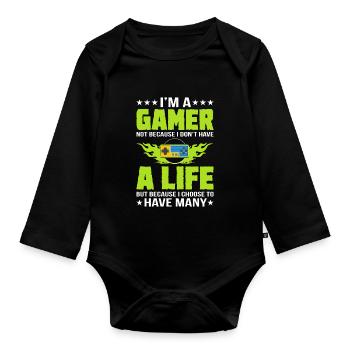 Gamer Gamer Funny DNA - Body Bébé bio manches longues - noir - Devant
