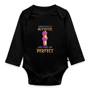 Autisme Enfants Conscients Asperger Enfant Autiste - Body Bébé bio manches longues - noir - Devant