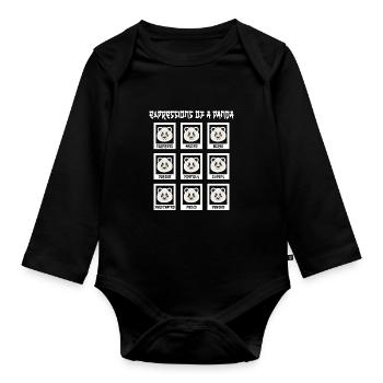 Emotionen eines Panda - Expressions of a Panda - Baby Bio-Langarm-Body - Schwarz - Vorne