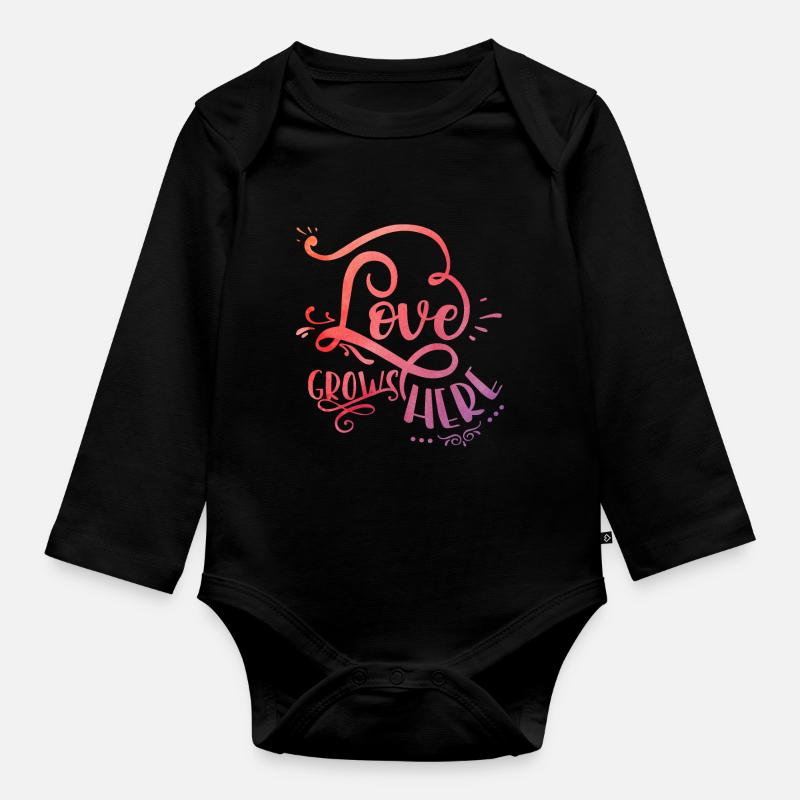 Love grows here - Body Bébé bio manches longues - noir