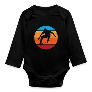Skateboarding Junge Trick Retro Skater - Baby Bio-Langarm-Body - Schwarz - Vorne