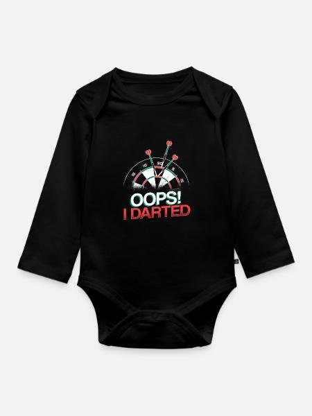 Oops I Darted Funny Dart Player - Organic Longsleeve Baby Bodysuit - black