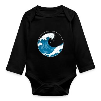 The Great Wave Before Kanagawa Hokusai Gift - Organic Longsleeve Baby Bodysuit - black - Front