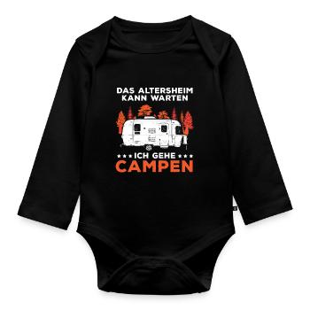 Camping Opa Wohnwagen Womo Geschenk - Baby Bio-Langarm-Body - Schwarz - Vorne