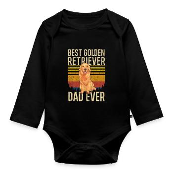 Retriever Dad Best Golden Retriever Dad ever - Organic Longsleeve Baby Bodysuit - black - Front