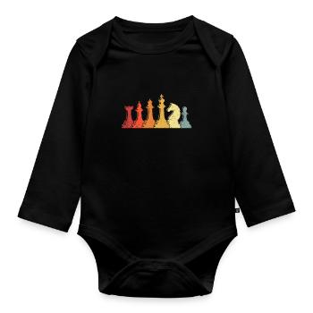 Chess Pieces Chess Games Chess Game Gift - Organic Longsleeve Baby Bodysuit - black - Front