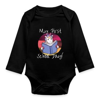 Licorne Fable Drôle cadeau - Body Bébé bio manches longues - noir - Devant
