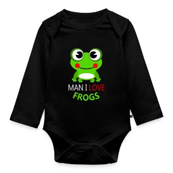 Frog - Organic Longsleeve Baby Bodysuit - black - Front