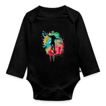 Patineurs filles en skateboard PopArt - Body Bébé bio manches longues - noir - Devant