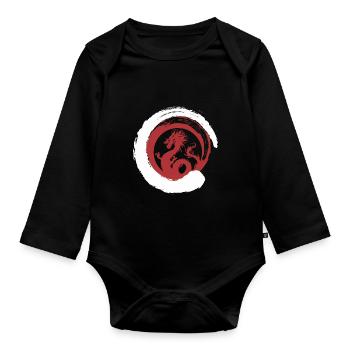 Dragon Japan Asia Bamboo Sun Kanji Nature - Organic Longsleeve Baby Bodysuit - black - Front