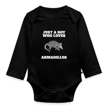 Juste un garçon qui aime les armadillons - Body Bébé bio manches longues - noir - Devant