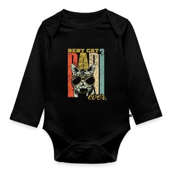 Best Cat Dad ever three cats triple cat dad - Organic Longsleeve Baby Bodysuit - black - Front