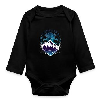Wikinger Rune Kelten Keltisch Oegishjalmr Geschenk - Baby Bio-Langarm-Body - Schwarz - Vorne