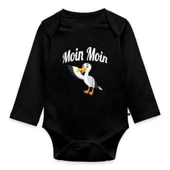 Moin Moin Möwe - Baby Bio-Langarm-Body - Schwarz - Vorne